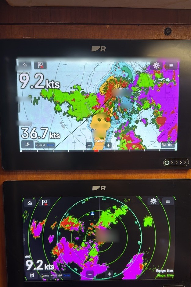 Dual Axiom displays, chart and radar side by side