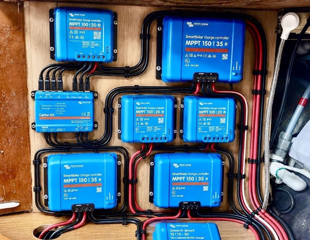 Solar charge controllers on the power panel