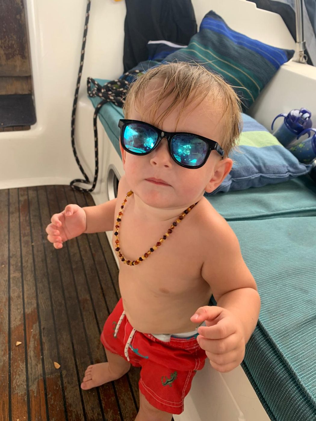 Ricci in sunglasses in the cockpit