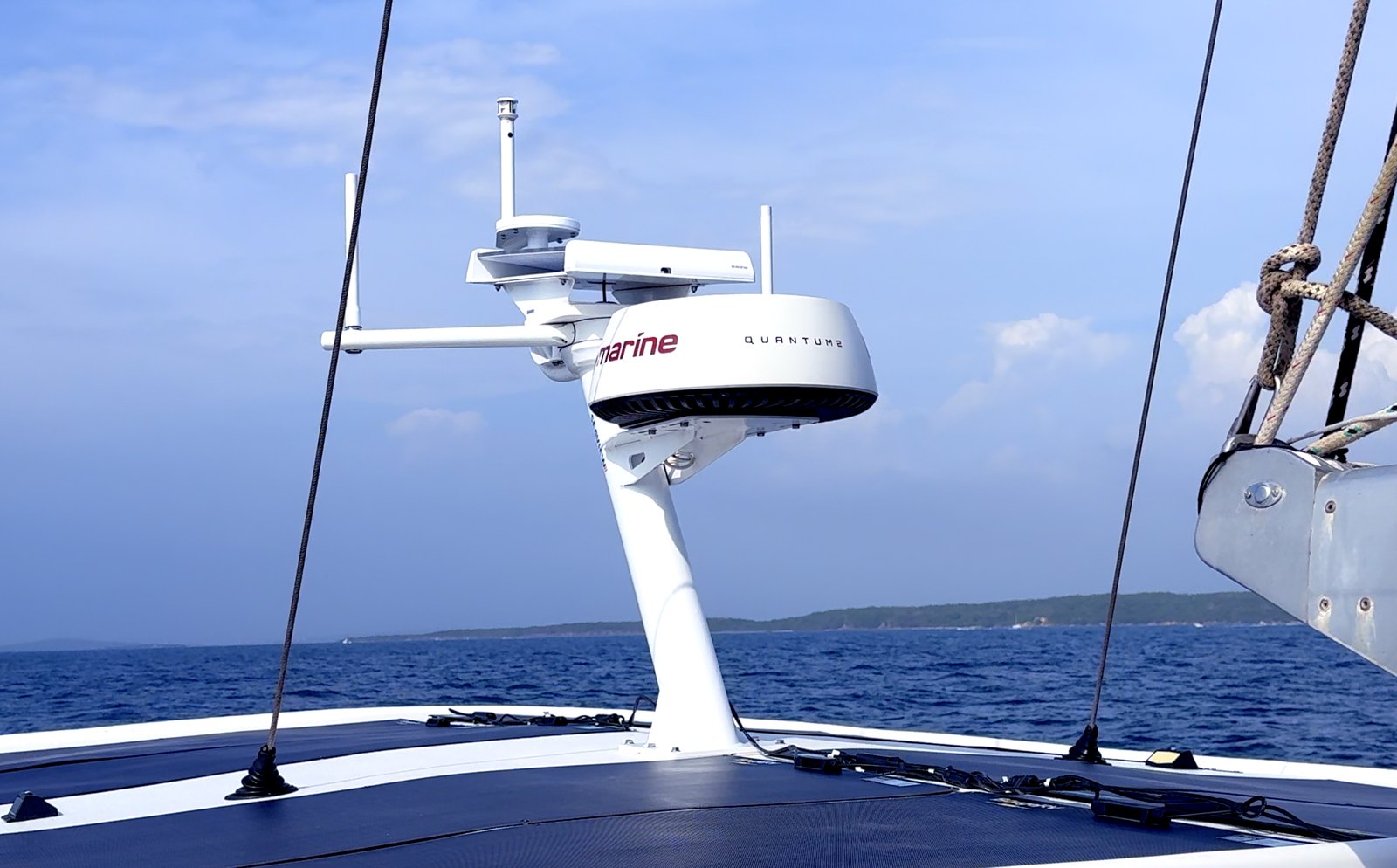 SeaView radar tower on Sophisticated Lady hardtop — homepage hero still