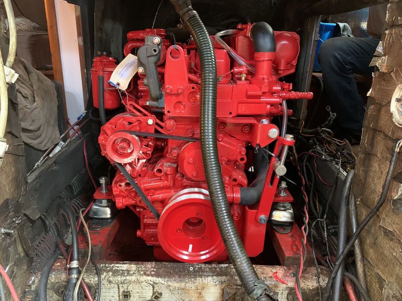 Our red Beta Marine engine, installed