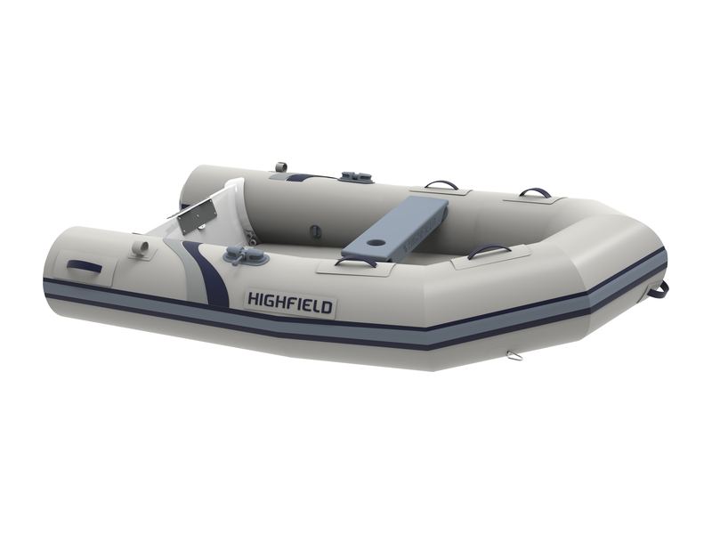 A grey Highfield Roll Up inflatable tender
